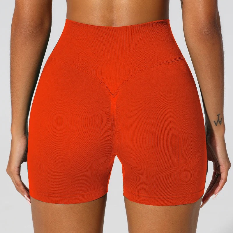 Light weight breathable seamless design with scrunch back side biker style work out short