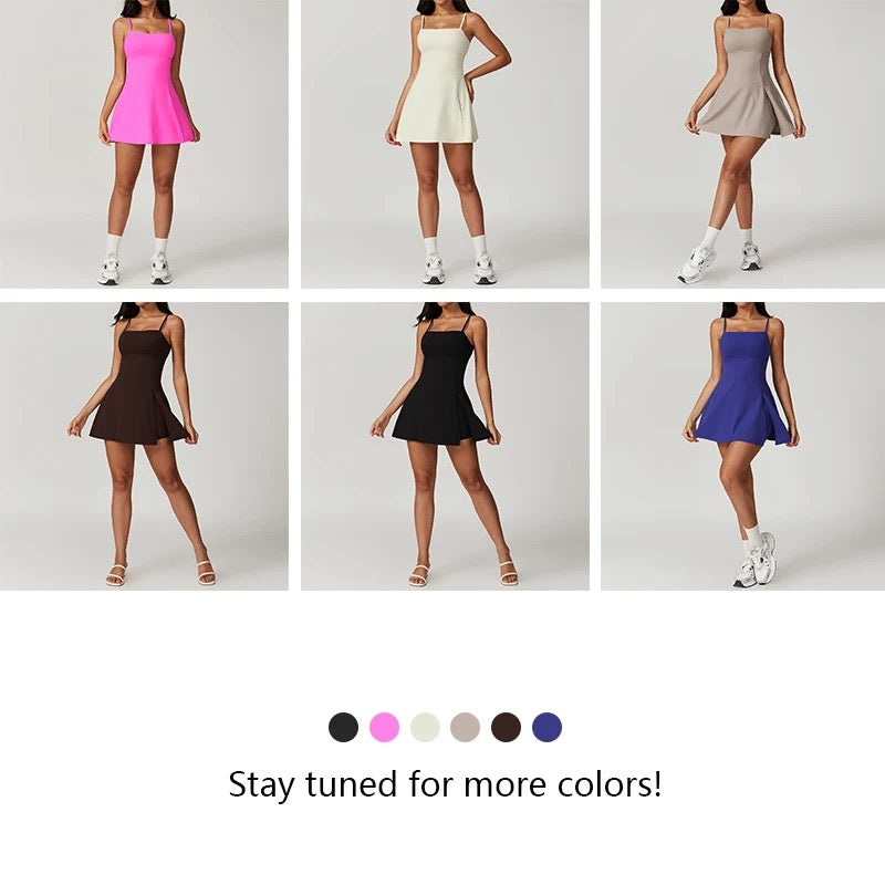 Stylish adjustable straps with build in layer tennis dress