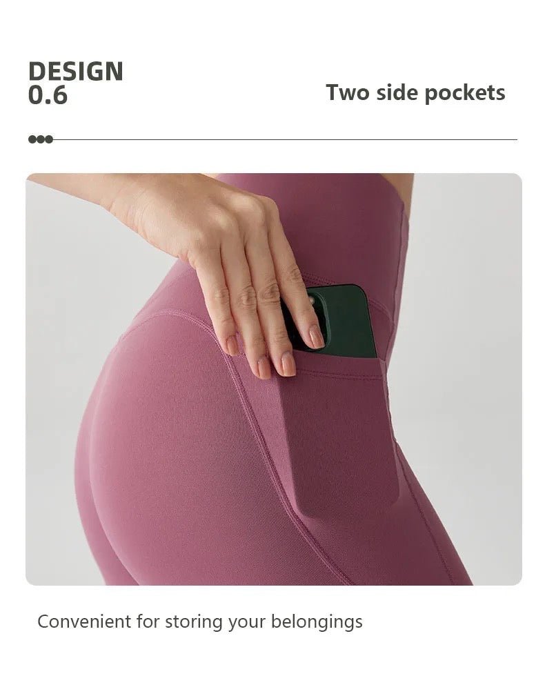 Backless cropped top sport bra and build in pocket legging color blocking set