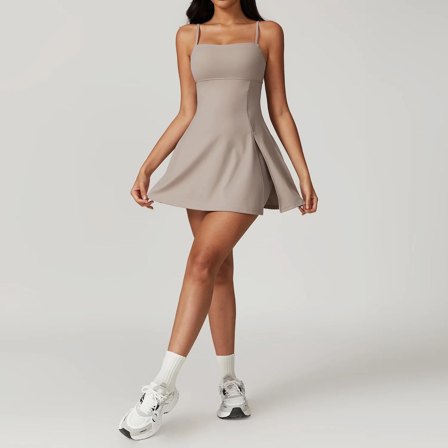Stylish adjustable straps with build in layer tennis dress