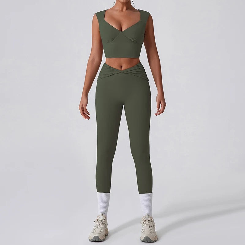 Butter smooth bow V high waisted yoga set