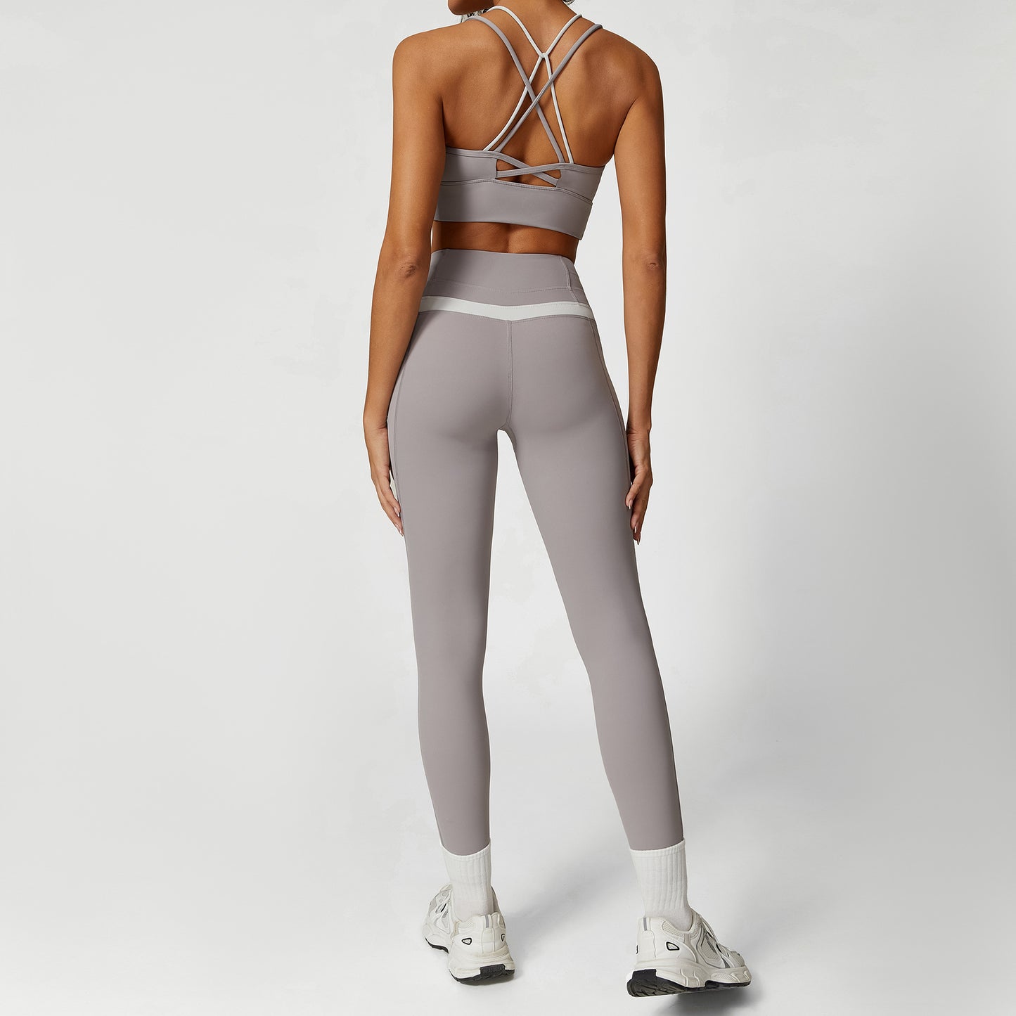 cross back sports Bra V cut high waisted legging work out set