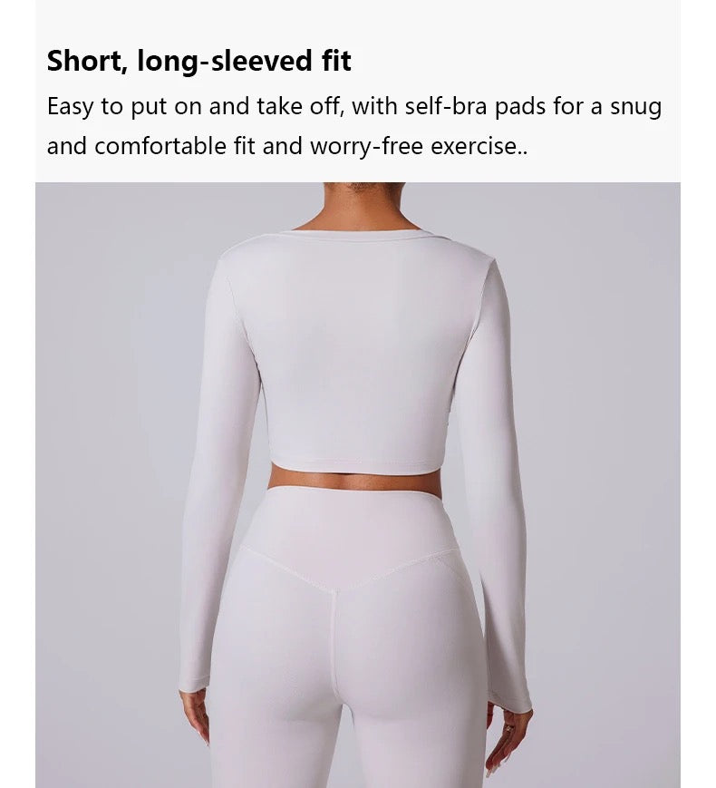 Fall V shape high waisted elasticity long sleeves yoga set