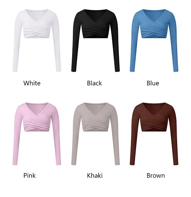 Fall V shape high waisted elasticity long sleeves yoga set