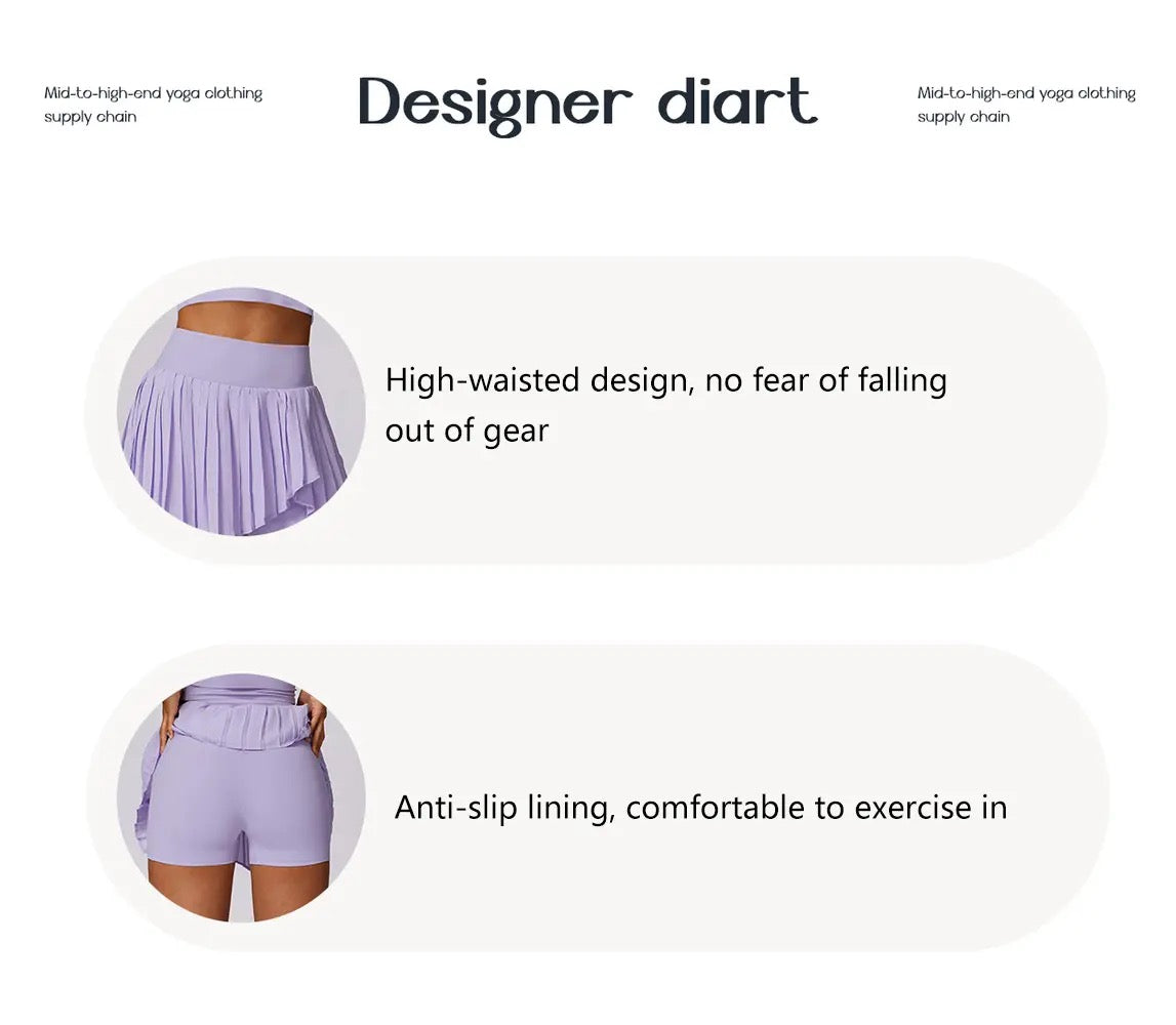 Double inner layer quick dry lightweight pleated golf,tennis skirt