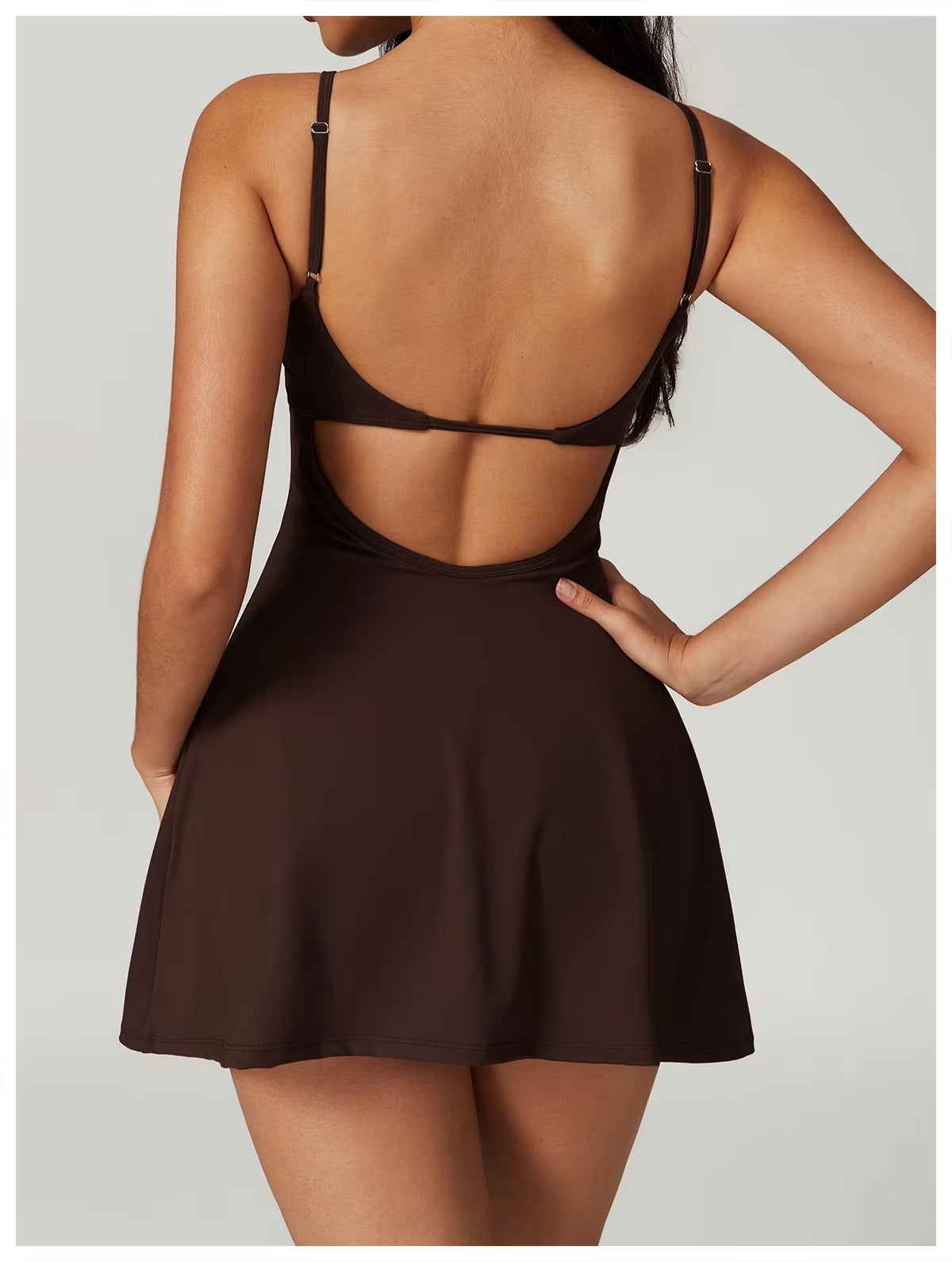 Stylish adjustable straps with build in layer tennis dress