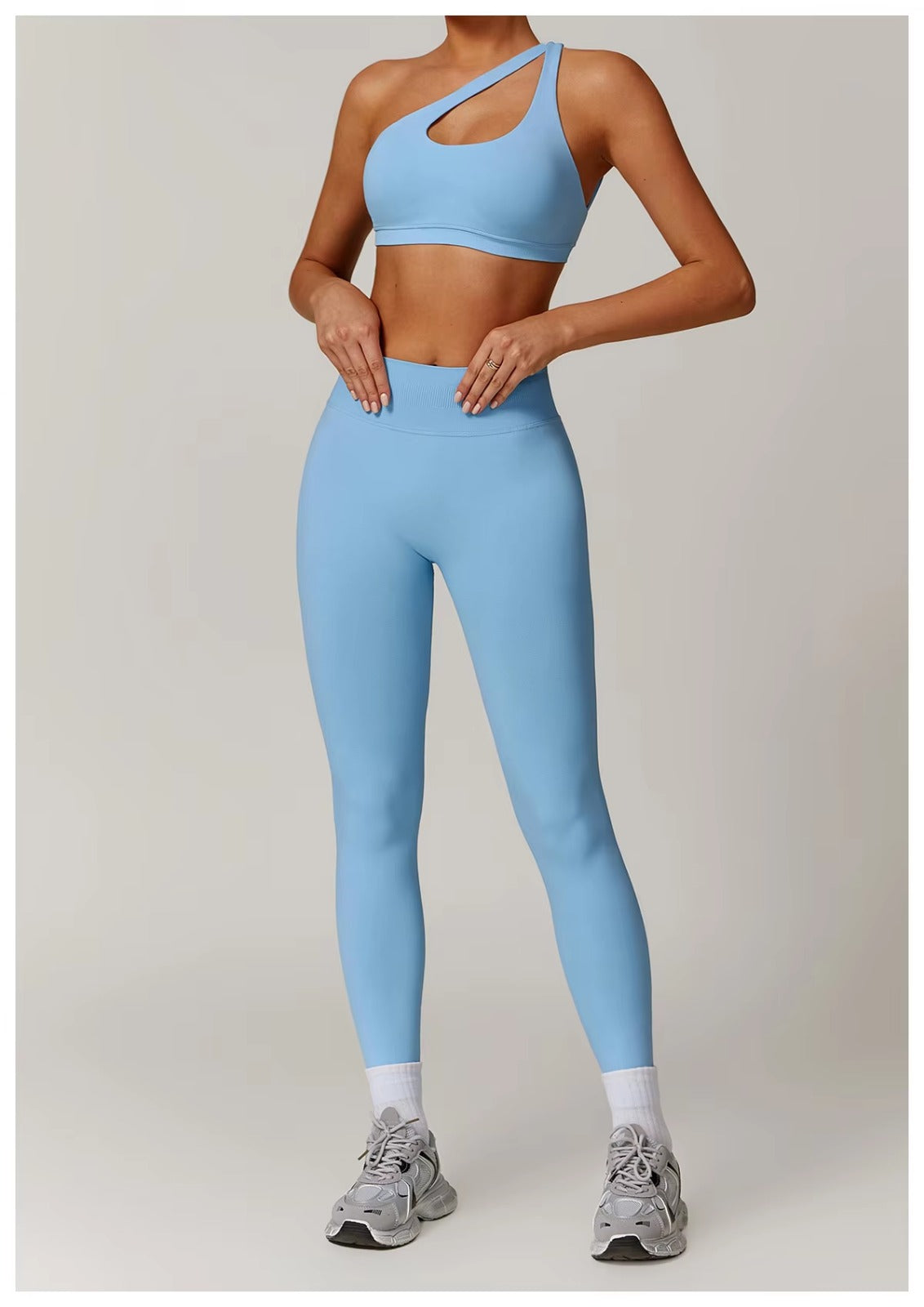 Backless one shoulder seamless yoga 3 pieces set