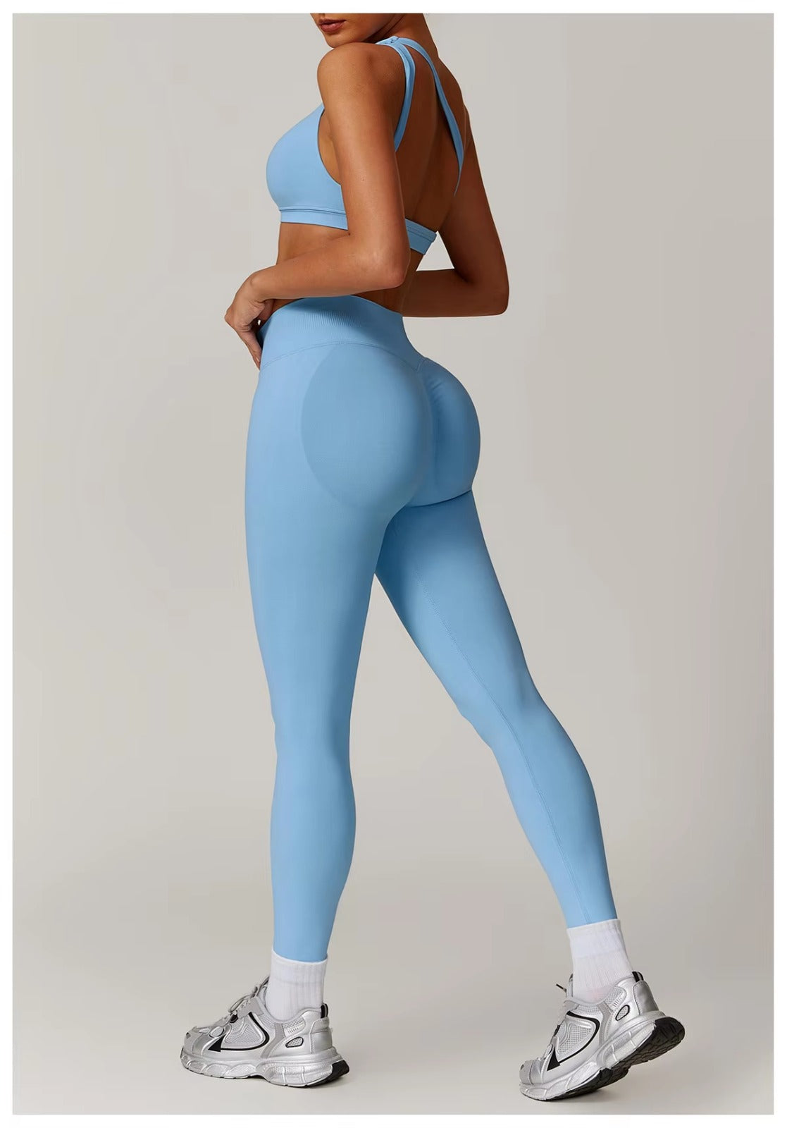 Backless one shoulder seamless yoga 3 pieces set