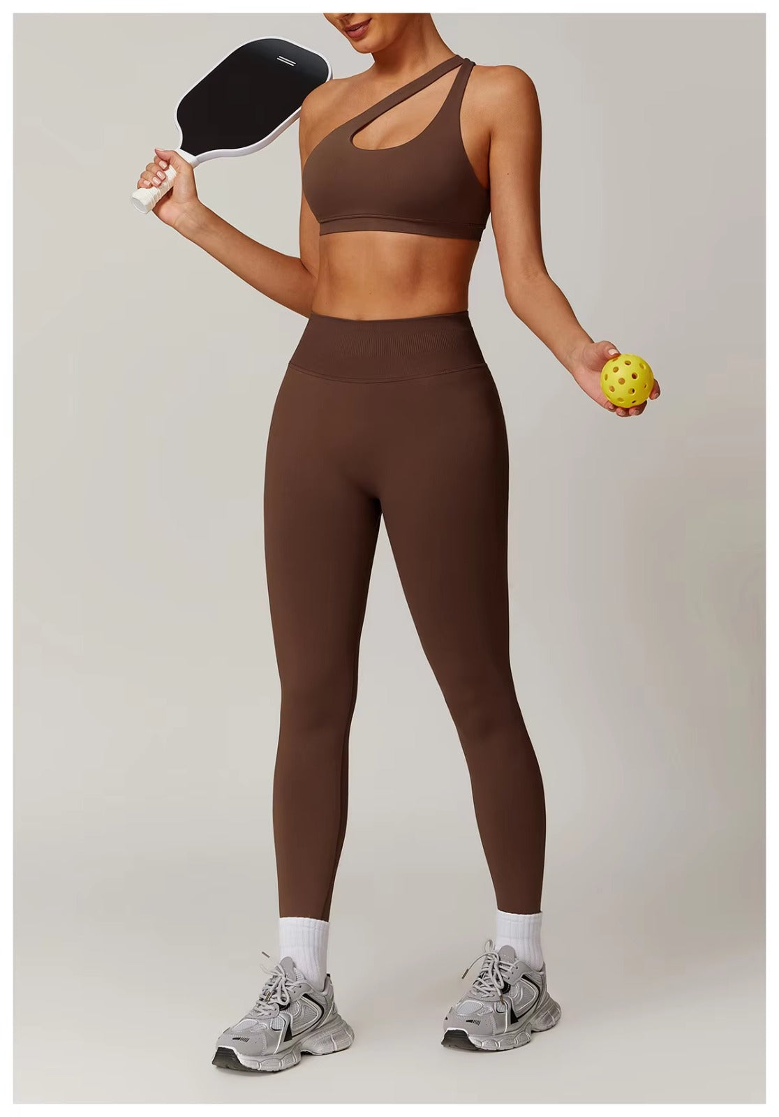 Backless one shoulder seamless yoga 3 pieces set
