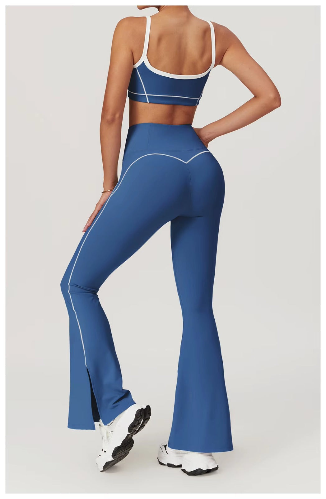 Side wide line U neck build in pad Bra flared legging yoga set