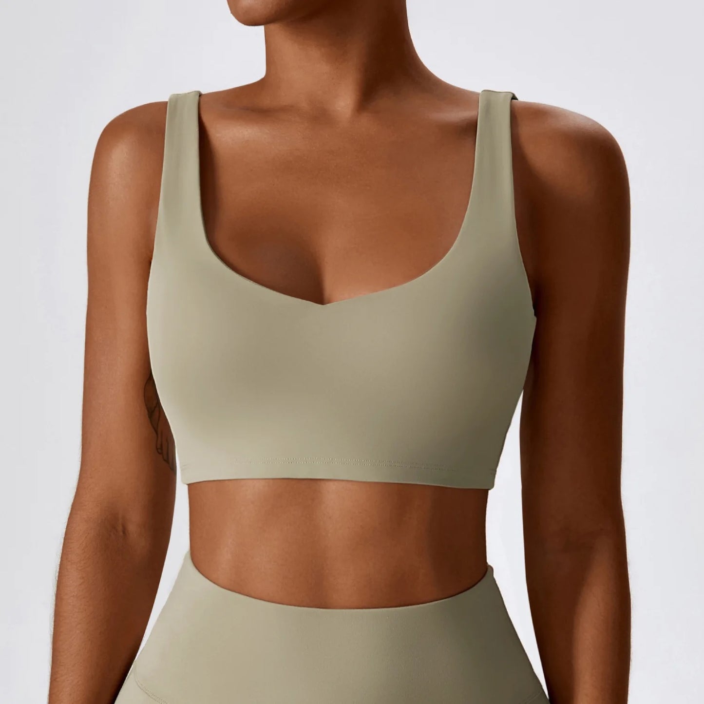 Seamless build in pad crop sport top