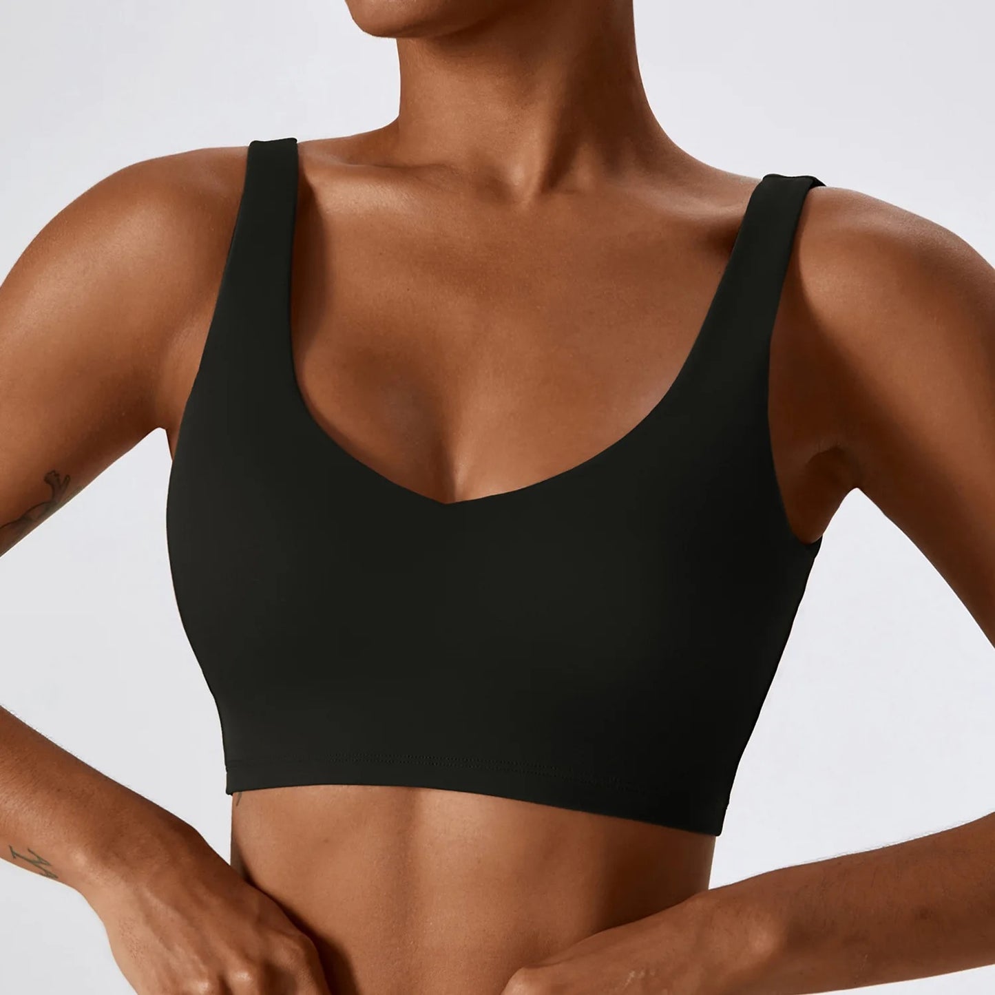 Seamless build in pad crop sport top