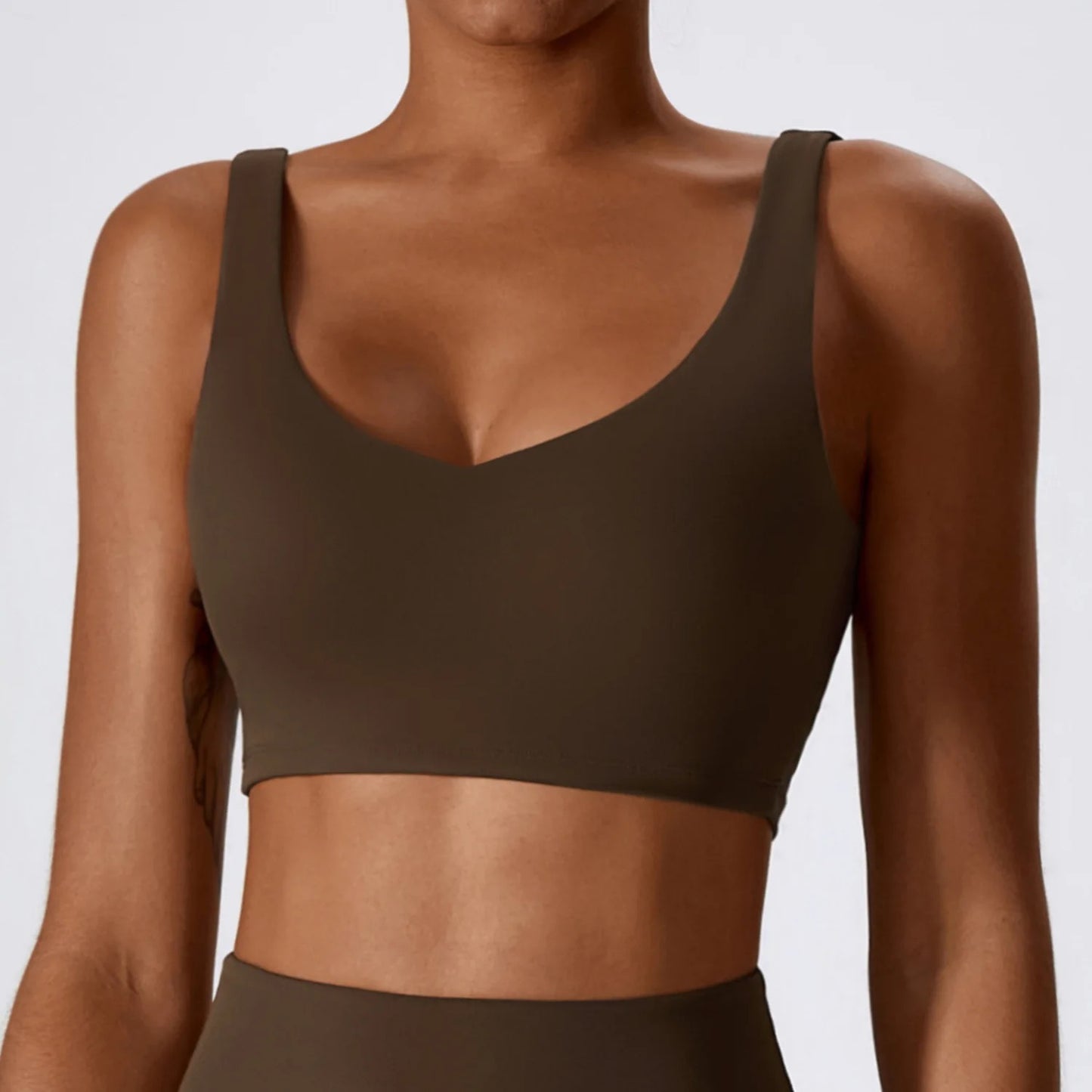 Seamless build in pad crop sport top